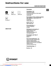 INDESIT IWB 5125 INSTRUCTIONS FOR USE MANUAL Pdf .